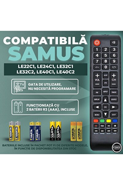 temix Telecomanda compatibila Samus, LE22C1, LE24C1, LE32C1, LE32C2, LE40C1, LE40C2, TEMIX®