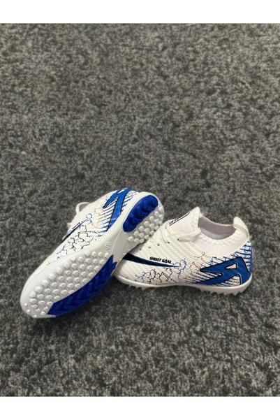 sinmm Children's Carpet Field Shoes Are Flat (Blue-White).