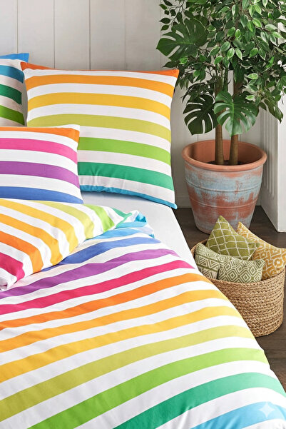 mihriban Bohemian Single Duvet Cover Set Rainbow Pattern (Without Sheets)