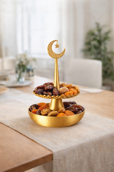 lysiaaccessory Ramazan Temalı Gold Dekoratif İftariyelik Sunumluk | Hilal & Y...