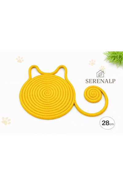 SERENALP سجادة طعام للقطط مصنوعة يدويًا 28 سم - سجادة طعام منسوجة من الحبال، ...