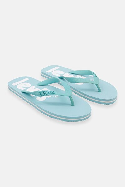 Levi's Men Brand Logo Slipper, Turquoise/White