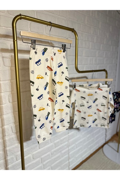 Fitilli Arabalı Erkek Çocuk Pijama Takımı