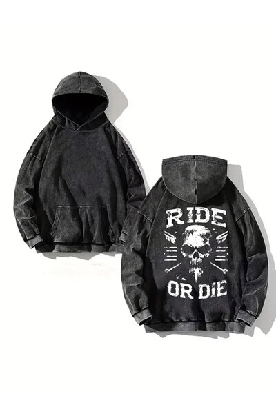 Le Savu Washable Ride or Die Series Printed Unisex Hooded Oversized Sweatshirt