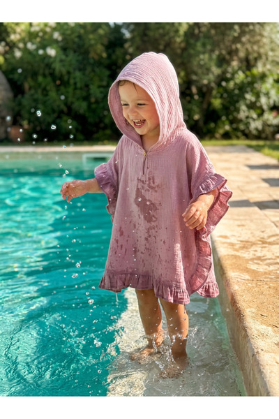 MİNİ MİMOZA FIRFIRLI KIZ ÇOCUK MUSLİN PANÇO