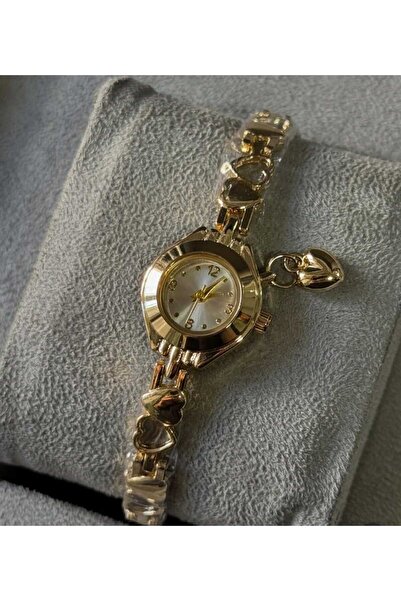 LÜMEN BUJİTERİ Minimal Pinterest Beyaz Kadran Kalp Charmlı Kol Saati