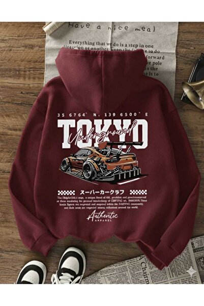 COHERENT Unisex Kadın/Erkek UNDERGRAUND Özel Baskılı Renkli Oversize KAPÜŞONL...