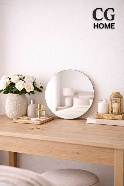 CG HOME Yuvarlak Ayna Dekoratif Ayna Konsol Aynası Duvar Aynası Banyo Antre S...