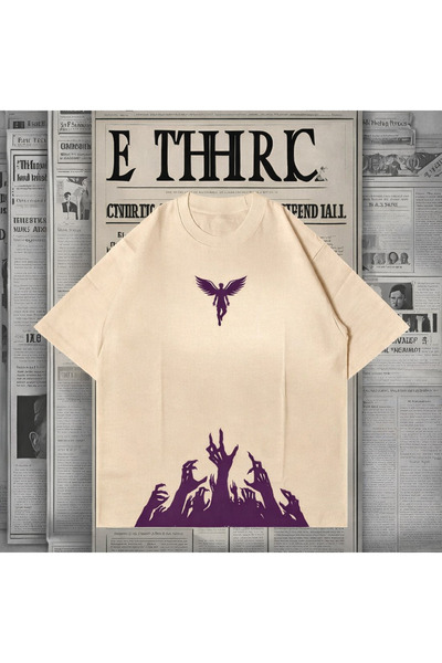 CLASSY.MODA Unisex Crew Neck Front Symbol and Bottom Graphic Printed Oversize...