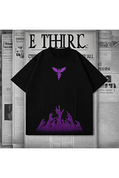 CLASSY.MODA Tricou unisex cu gât rotund, cu simbol în față și imprimeu grafic...