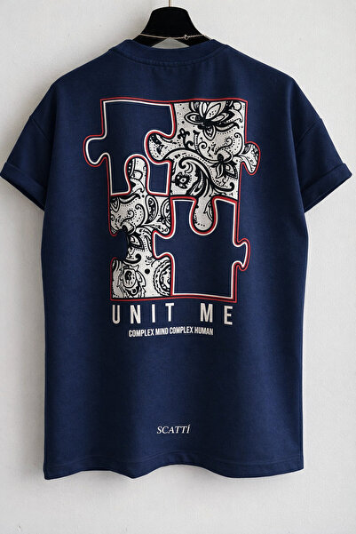 CLASSY.MODA Unisex Crew Neck Back Puzzle Graphic Printed Oversized Streetwear...