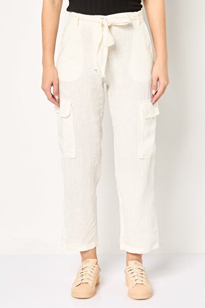 PROMOD Women Regular Fit Solid Cargo Pants, Ivory