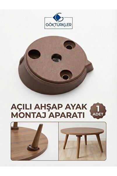 GÖKTÜRKLER Açılı Ahşap Masa, Sandalye, Sehpa Ayak Montaj Aparatı 1 Adet Kahve...