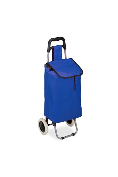 Relaxdays shopping trolley, 2 wheels, 25l, 91 x 40 x 30 cm, blue