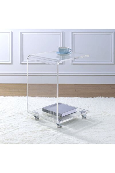 Baltaci Store Tekerlekli Şeffaf C Sehpa Koltuk Sehpası Zigon Sehpa Servis Seh...