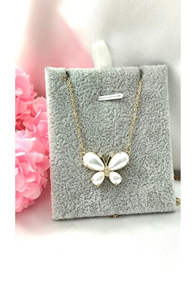 DİAVENTA TAKI VE AKSESUAR 316L Steel Butterfly Gold Steel Necklace Tarnish Re...
