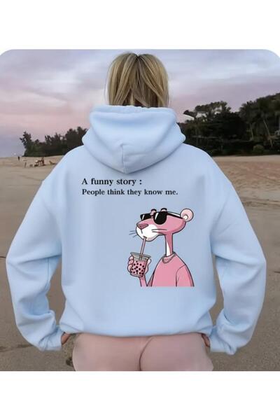 Revasser Unisex Kadın/Erkek FUNNY Renkli Özel Baskılı Pamuklu Oversize Kapüşo...