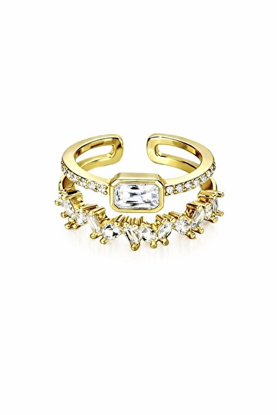 Sense of Atelier Eclat Eye Stone Detailed Gold Ring-White