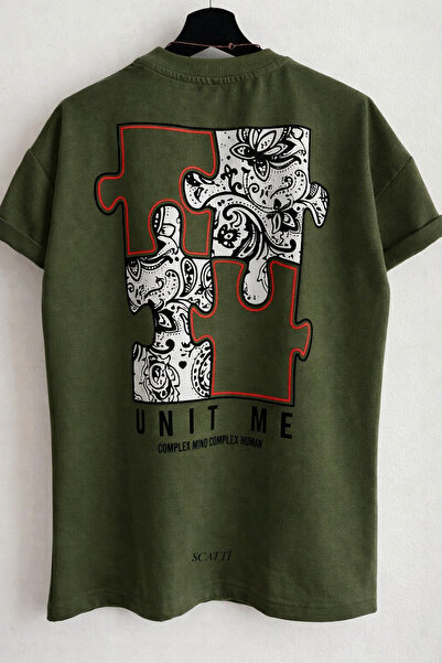 CLASSY.MODA Unisex Crew Neck Back Puzzle Graphic Printed Oversized Streetwear...