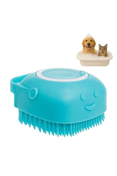 OEM Silicone Bath Brush for Animals with Shampoo Dispenser