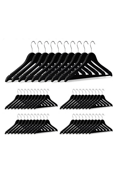 Relaxdays Σετ 50 ξύλινων κρεμάστρων, μαύρων, 23,5 x 45 x 1 εκ.