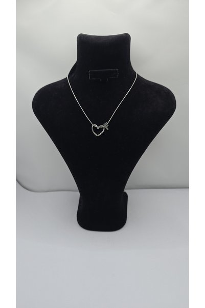 ahsenaksesuar2025 Stainless Steel Silver Color Heart Detailed Letter Necklace...