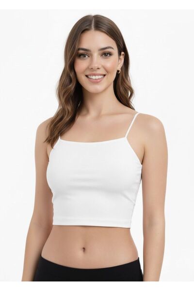 MODARENGİN Thin Strap Basic Crop Tank Top (Bustier) - Casual Stylish Design