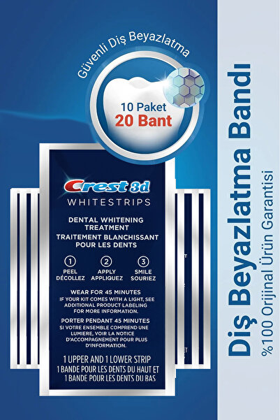 CREST 3d Whitestrips Dental Whitening Diş Beyazlatma Bantları 10 Paket (20 Bant)