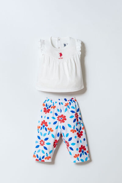 U.S. Polo Assn. بدلة طفلة بيضاء