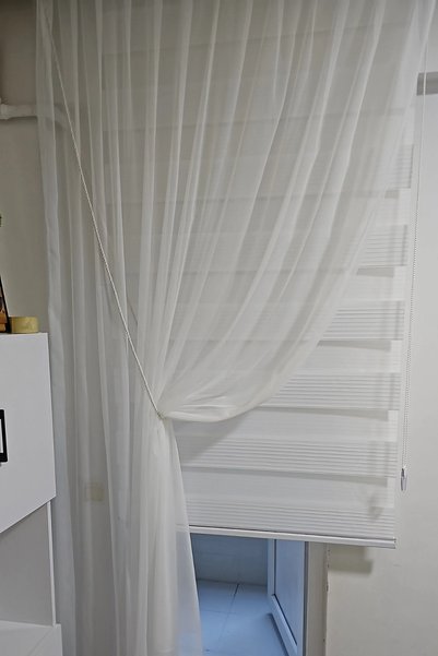Ta-Ha Perde ve Halı 1-2 Sparse Pleated Rope Curtain Double-Breasted Tulle Curtain Off-White Rain Pattern Tulle Curtain Rope Gift