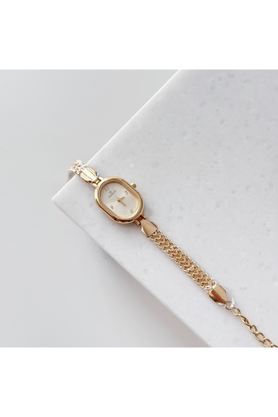 Vesce Atelier Straw Cord Gold Oval Watch Gold
