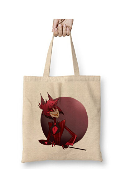 Toyaso Hazbin Hotel Alastor Anime White Cloth Bag Long Handle Shopping Bag Be...