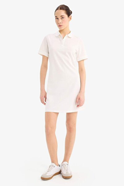 DeFacto Polo Neck Pike Short Sleeve Mini Dress D8273Ax25Sp