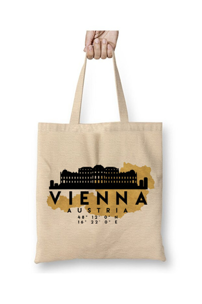 Toyaso Vienna Austria Skyline Map Vienna White Tote Bag Long Handle Shopping ...