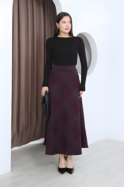 Asya Karen London Plaid Patterned High Waist Skirt