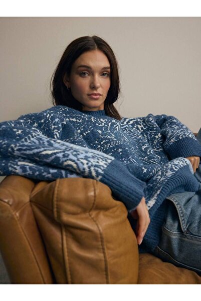 Burcia Crew Neck Patterned Knitwear Sweater