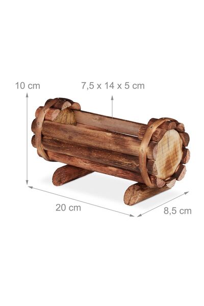 Relaxdays Flower pots, 2 pieces, rustic decor, brown