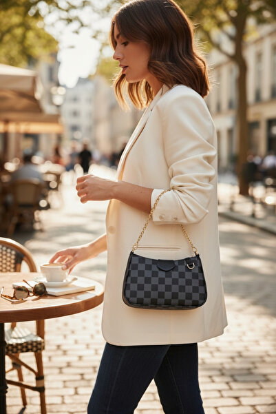 Moda fiesta Damalıkadın Gray Double Strap Mini Shoulder Bag – Stylish Bag wit...