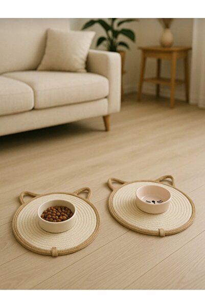 ENA سجادة طعام للقطط، طقم من قطعتين، حصيرة للقطط، سجادة طعام للقطط (30*30)