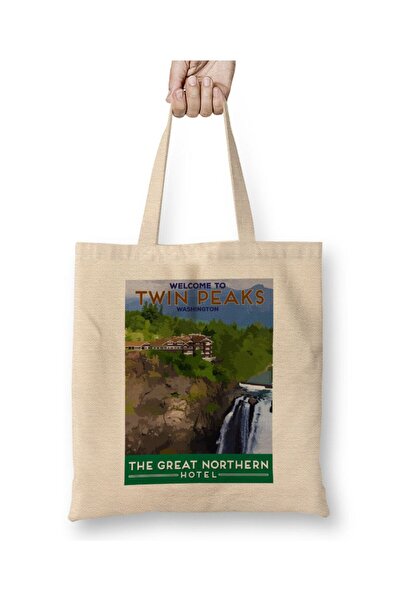 Toyaso Twin Peaks Great Northern Hotel White Tote Bag Long Handle Shopping Ba...