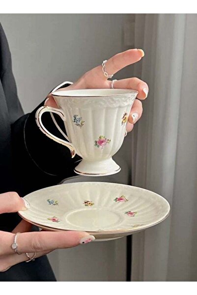 Generic Ceramic espresso cup, coffee cup with saucer, vintage floral pattern ...