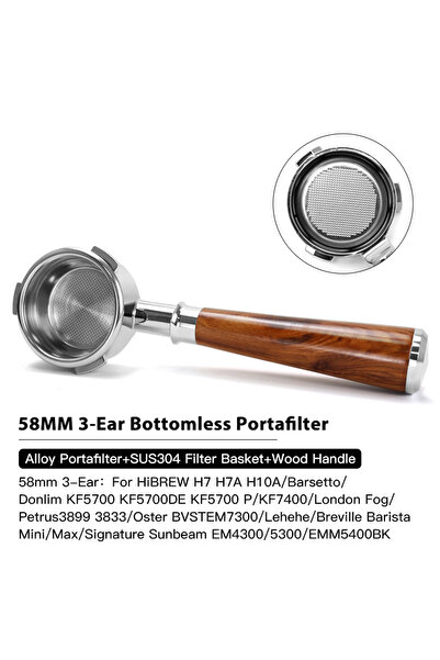 Choice5 58mm 3-Eea DH AL 58mm Bottomless Portafilter 3Ear For Hibrew h7 h7a h...