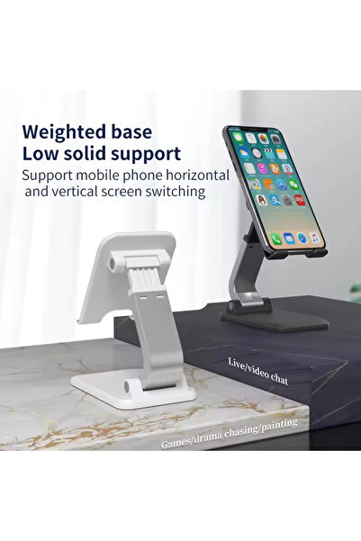 Choice حامل هاتف محمول مكتبي قابل للطي مصنوع من مادة ABS، أبيض اللون، قطعة وا...