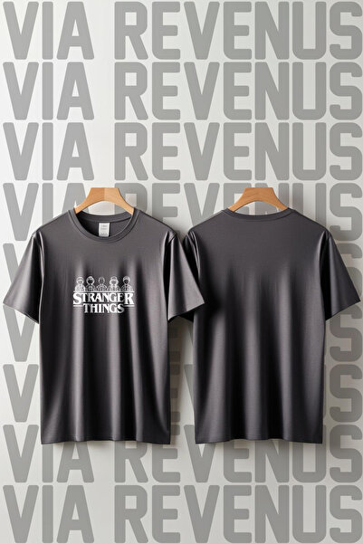 Vordevia Stranger Things Printed Crew Neck Wide Fit Unisex Tshirt