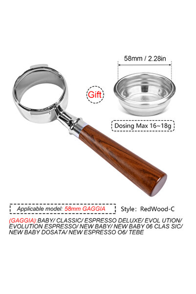 Choice3 58 GAGGIA-Rosewood C 58MM Coffee Bottomless Portafilter For GAGGIA Cl...