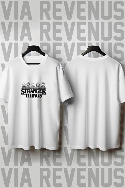 Vordevia Stranger Things Printed Crew Neck Wide Fit Unisex Tshirt