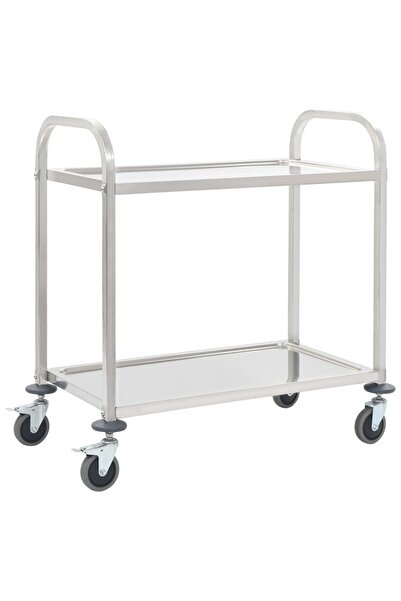 vidaxl 2-Tier Kitchen Trolley 96.5x55x90 cm Stainless Steel
