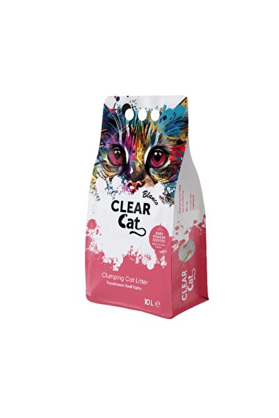 Clear Cat رمل قطط متكتل برائحة بودرة الأطفال من كلير كات بلانكو، حجم 10لتر، م...