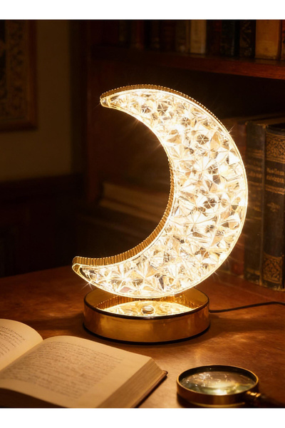 Pomefar Ramadan Decorations - Touch LED Crystal Moon Ramadan Lamp, Trendy Ram...