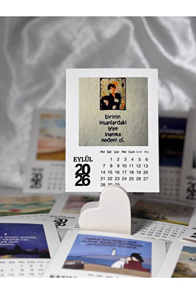 GÜN-DÜN Kişiye Özel 2026 Masaüstü Takvim Karton ve Alçı Standlı